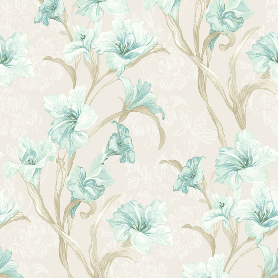 Floral Wallpaper Wild Iris Blue Muriva J83801