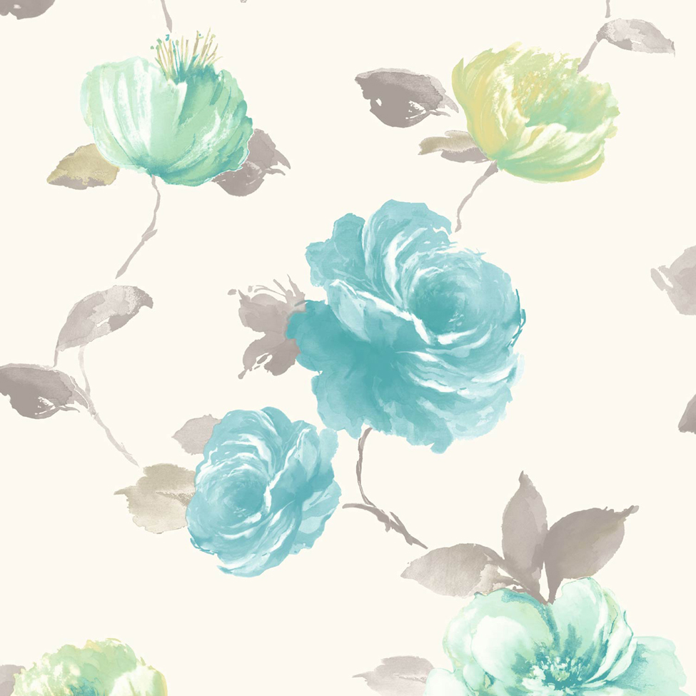 Floral Wallpaper Vintage Rose Blue Muriva J84501