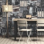 Modern Wallpaper Cafe Paris Black Muriva L13409 Roomshot 1