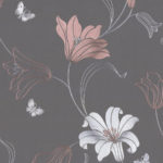 Floral Wallpaper Amelia Floral Charcoal&Rose 701411