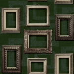 Modern Wallpaper Vintage Frames Green Muriva L35104 WP