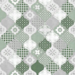 Modern Wallpaper Patterned Tiles Green Muriva L40404 WP