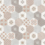 Modern Wallpaper Patchwork Tiles Orange Muriva L40505 WP