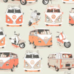 Modern Wallpaper VW Camper Van Orange Muriva J05915