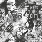 Modern Wallpaper American Graffiti 2 Black and White Muriva L06109